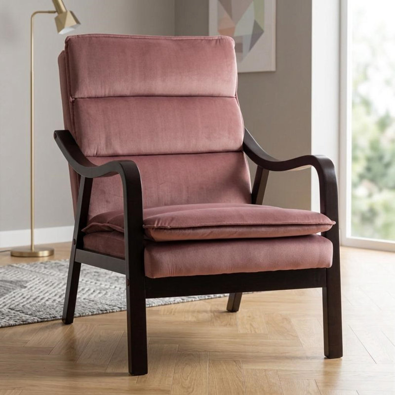 Mesic moderne avec accoudoirs en bois, Rose