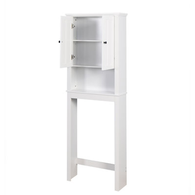 Toilet Top Bathroom Organizer - , Adjustable Shelf, White, 24.12X7.72X69.16 Inch Cabinet Over Spacious Interior,