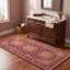 Tapis Darnley traditionnel à médaillon, style persan, bordeaux, cuivre, vert, crème, rose, lavable à la machine, antidérapant, à poils courts, pour l'intérieur et l'extérieur, adapté aux animaux domestiques, idéal pour le salon, la chambre, la salle à manger, l'entrée, le couloir ou le bureau.-1273664486