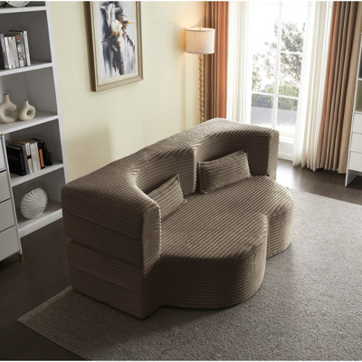 Coffee - Colored Full Size Folding Bed, Convertible Corduroy Foam Filled With 2 Pillows, No Assembly, Space Saving For Small Guest Rooms Coffee, Use In College Dorms