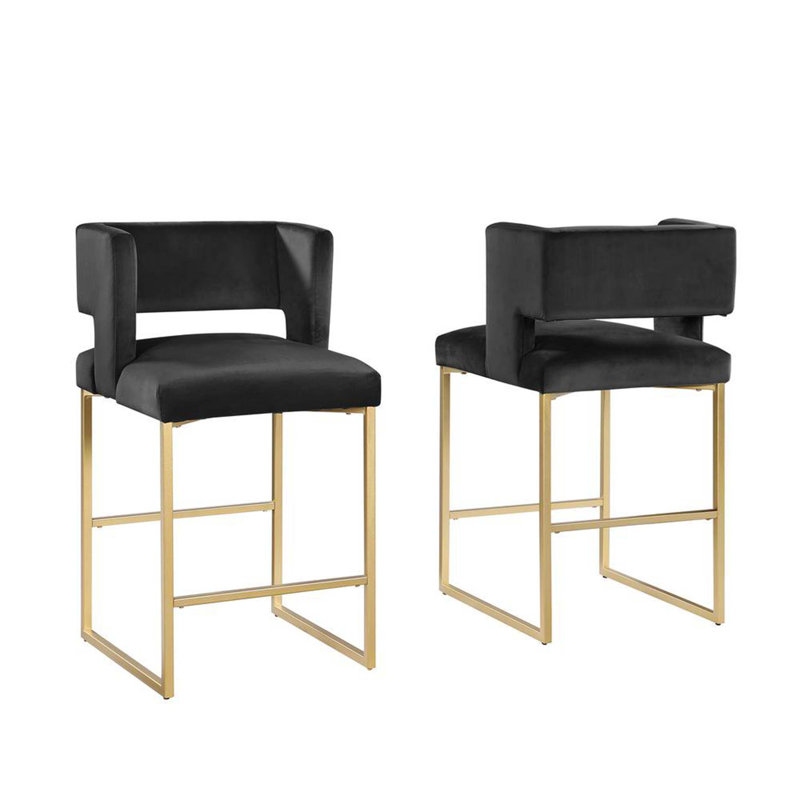 Ensemble de 2 tabourets de comptoir 27 po Modern, Noir, noir, noir, noir, Doré