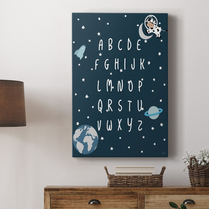 Alphabet de la vache de l'espace - Cavas enveloppés de galerie, H 36 po x l 24 po
