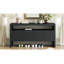 Buffet 60 po à 4 portes, placage en bois massif minimaliste moderne avec tablette ouverte, grain de bois naturel, console de rangement de grande capacité pour le salon, le couloir et la salle à manger-102004218