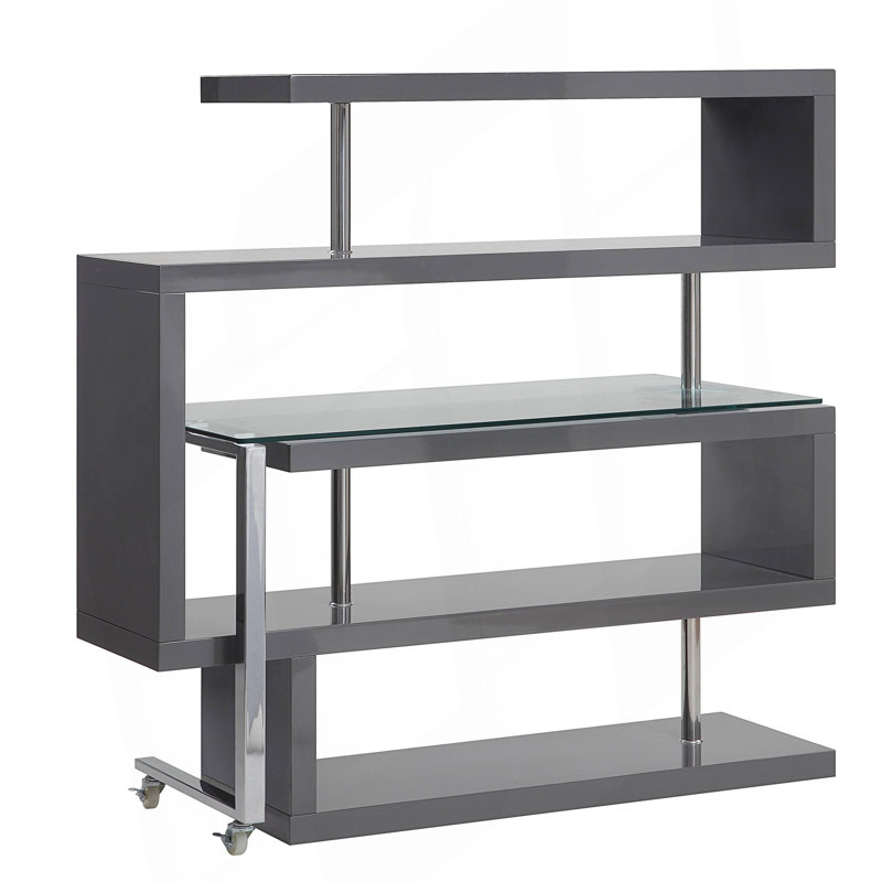 Bureau d'écriture ultrabrillant avec tablette, Transparent / gris