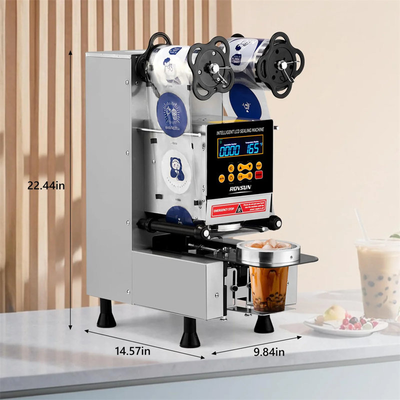 350W 110V Scelleuse automatique de tasses avec affichage LCD intelligent argent, Argent argent