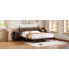 Lit plateforme en bois avec tête de lit en forme de gourde, lit plateforme de style rétro avec support à lattes en bois-633991466-633991464