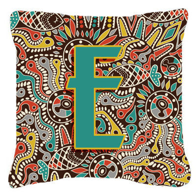 Letter Retro Tribal Monogram Indoor/Outdoor Throw Pillow