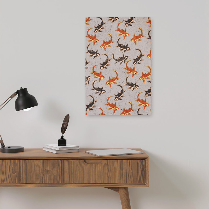 «Graceful Koi», élégant, art traditionnel de poisson rustique traditionnel, H 18 po x l 12 po