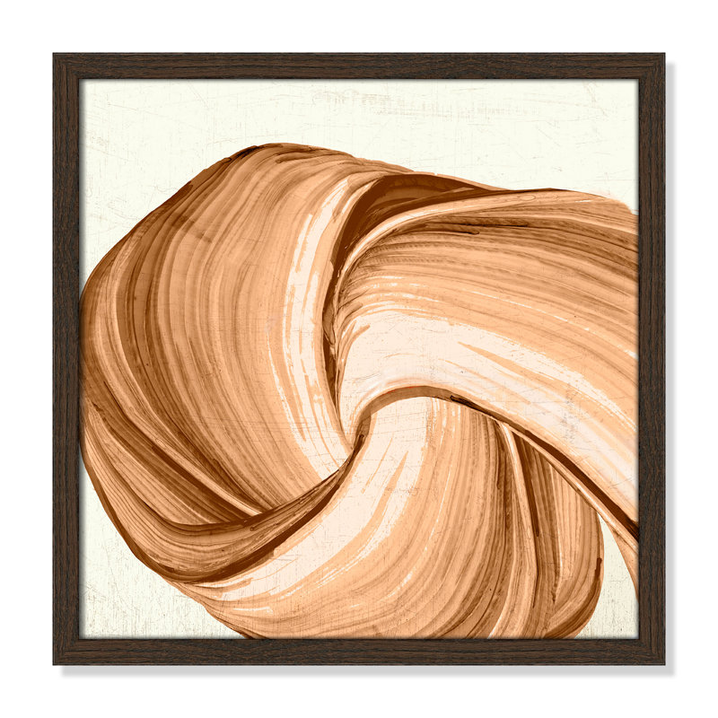 Orange Tango I imprimé par , L 17 po x H 17 po, Impression encadrée, Grain de bois noyer