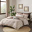 Housse de couette en coton grand avec motif géométrique rosé, 2 taies décoratives roses-120274435-120274437