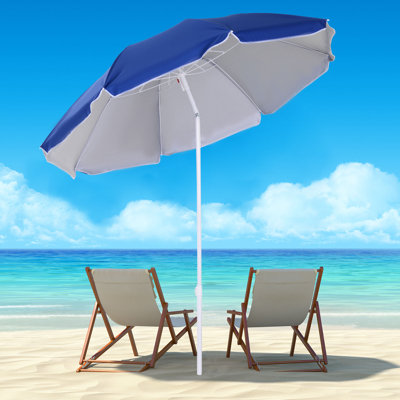 Parasol de plage de 6,7 pi avec bouton-poussoir inclinable et sac de transport