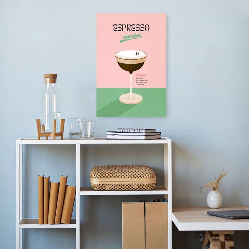 Espresso Martini Cocktail Minimalist Modern Retro Wall Art Print by Dominique Vari - Wrapped Canvas Print