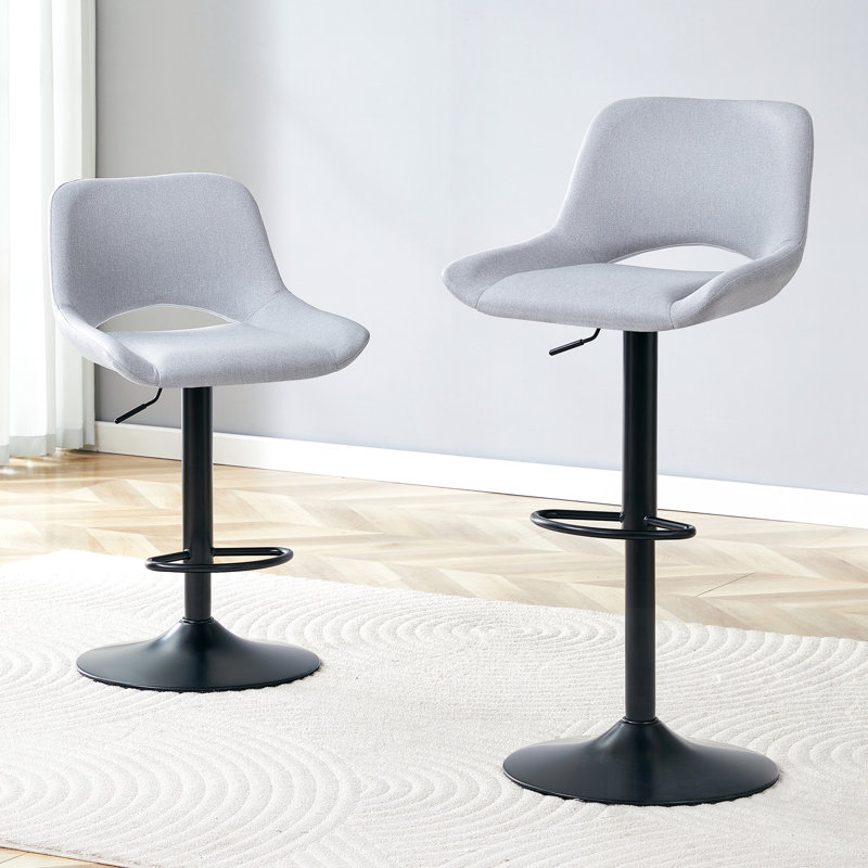 Modern Swivel Adjustable Bar Stools Set - 2 Pack, Linen Fabric, Holds Up to 250 lbs, Suitable for Home Bars and Kitchen Islands.
