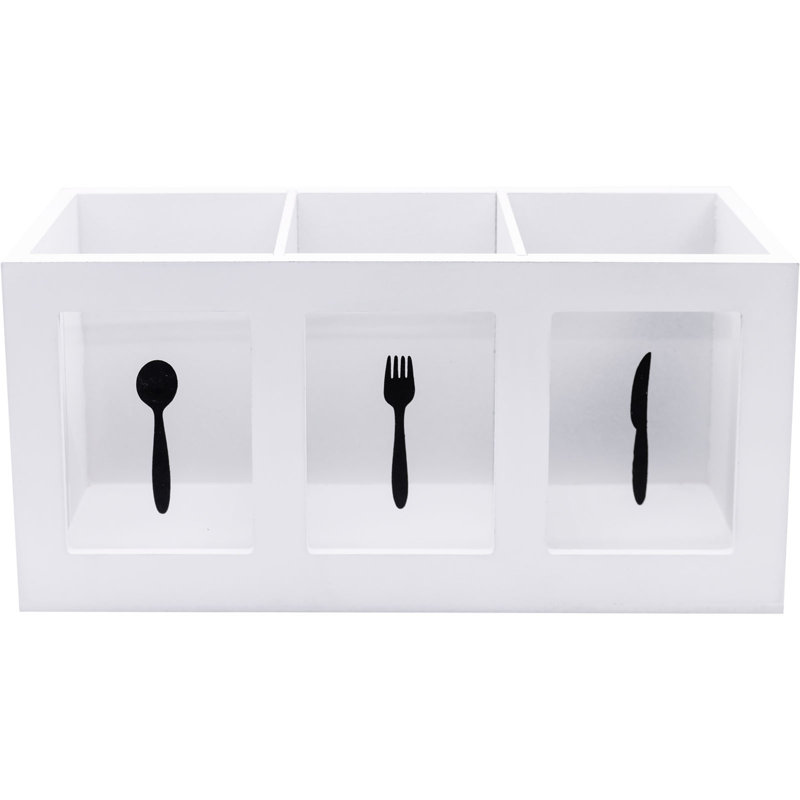 Linnda Wood Rectangle Utensil Crock