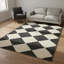 Tapis lavable à motif géométrique noir à carreaux crème-1604754509