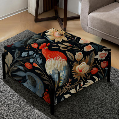Grand repose-pieds carré rouge en marbre Country Charm