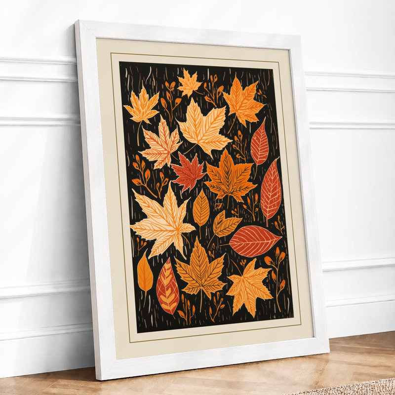Autumn Leaves Botanical - Framed Print, A1 - 84.1 x 59.4 cm, White
