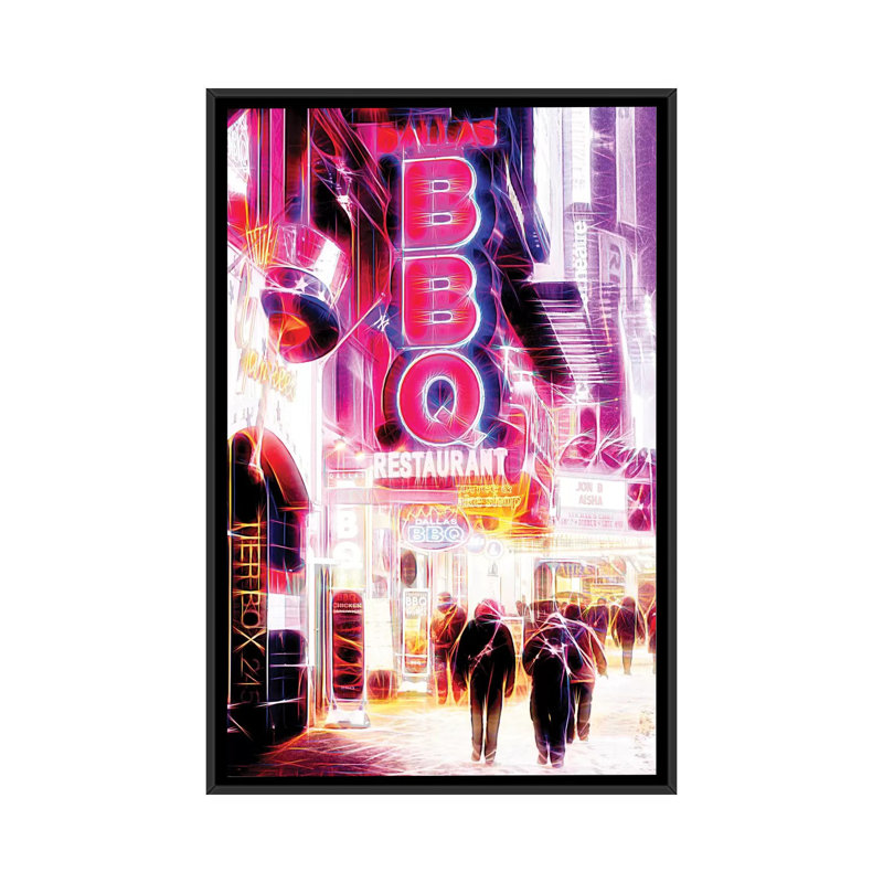 «BBQ», impression sur toile, H 26 po x l 18 po x P 1,5 po, Toile avec cadre noir, Pas de tapis