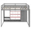 Lit mezzanine en bois pleine grandeur avec garde-robe, tablettes et armoire, gris et rose-115147900-115147902
