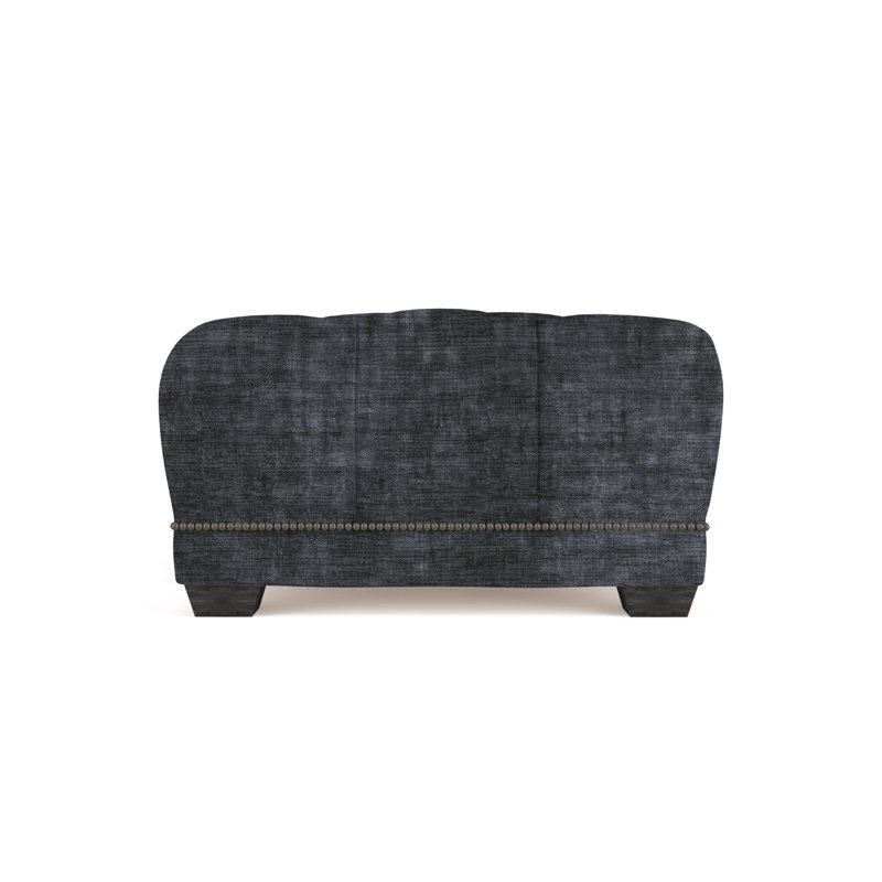 Hudson Upholstered Ottoman, Crushed Velvet Graphite, Dark Brown