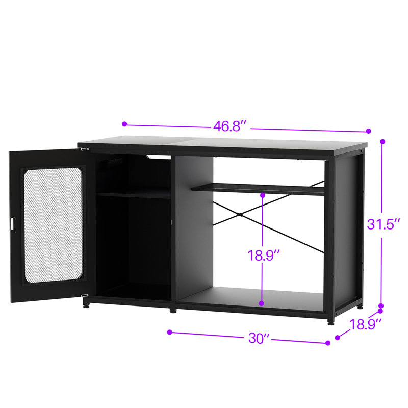 Rectangle Aquarium Stand And Reptile Stand With Power Outlets & LED Light, Black