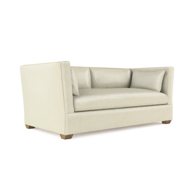 Rivington Flare Square Track-Arm Loveseat, Vintage Leather Alabaster, Weathered, 31" H x 72" W x 37" D