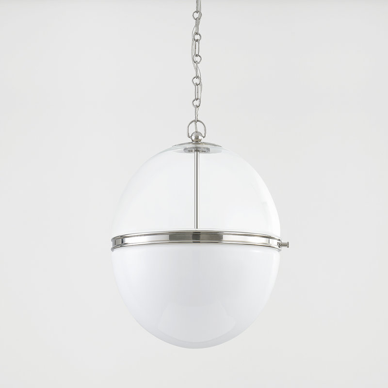 Luminaire suspendu 1 lumière Donnell, H 21,25 po x l 17,5 po x P 17,5 po, Nickel poli