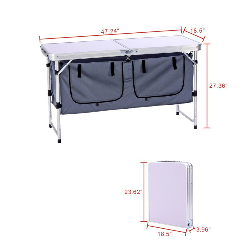 Table pliante rectangulaire 47,24 ", Blanc / gris