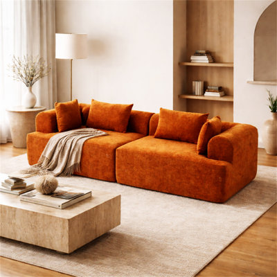 Aucun assemblage requis: canapé modulaire, canapé à assise profonde avec accoudoirs épais et rembourré doux pour le salon, orange rouille: 33015-OR