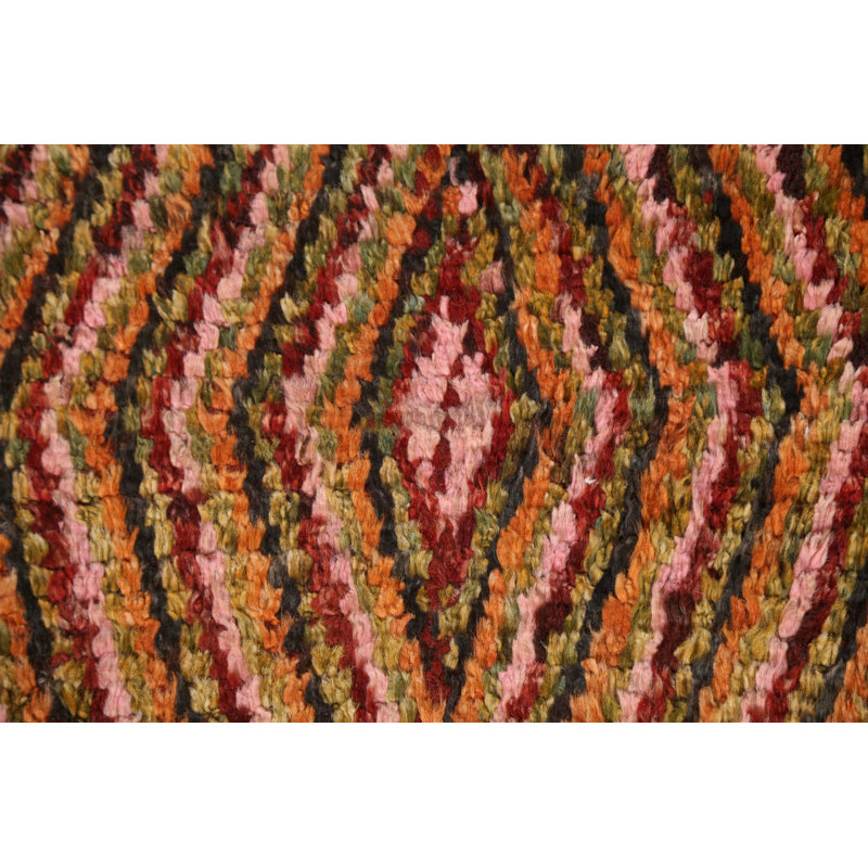 One-of-a-Kind 3'2" X 9'10" New Age Runner Wool Area Rug in Red