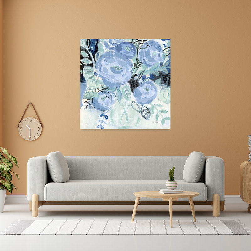 Art côtier avec fleurs noires, H 48 po x l 48 po