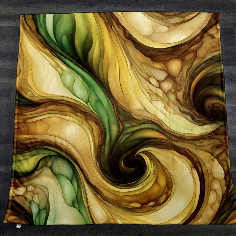 Throw Blanket, 68" W x 80" L, Yellow/Green, Swirl