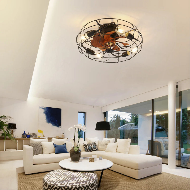 Ventilateur de plafond intérieur à télécommande à profil bas de 20 pouces avec 7 ampoules