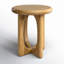Table d'appoint ronde Griffey en chêne massif avec piètement sculptural en croix brossé, style naturel-1931793820