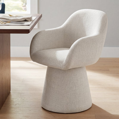 Upholstered Linen swivel accent chair