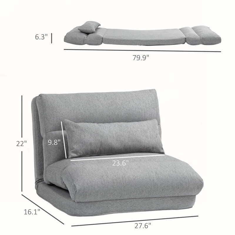 Folding Convertible Flip Chair with Adjustable Backrest, Floor Lazy Sofa