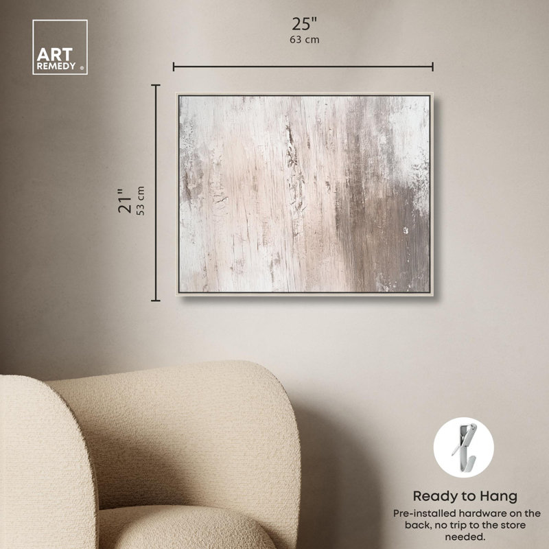 Art Remedy Muted Neutral Art Canvas Striated Texture IV, 21" H x 25" W x 2" D, Framed Print without Mat, Silver