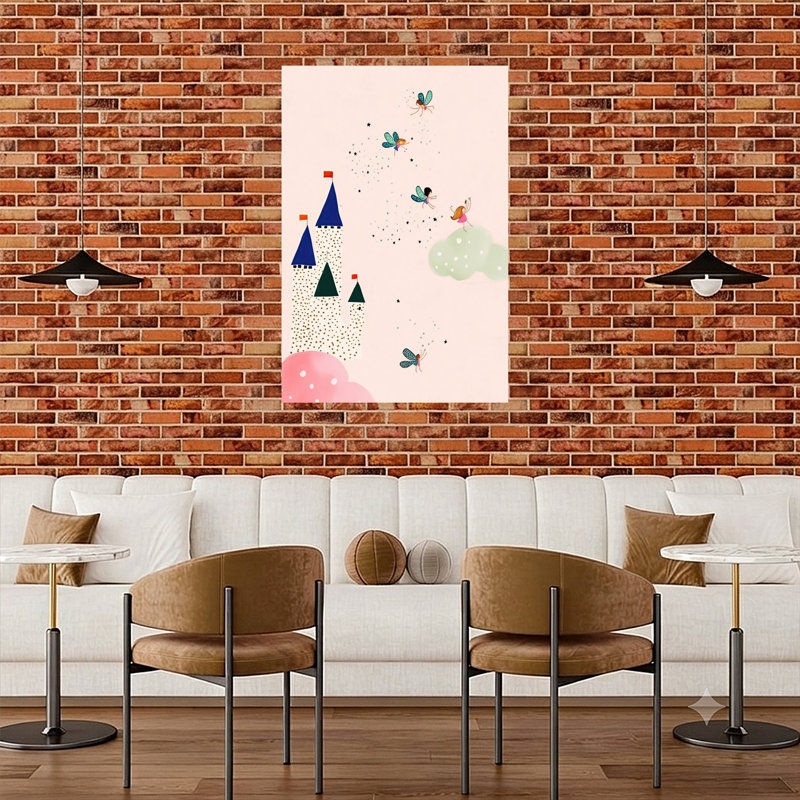 Magical Castle Fairies Dreamy Mystical Playful Architecture Landscape Wall Art Print by Mathieu - Wrapped Canvas Print