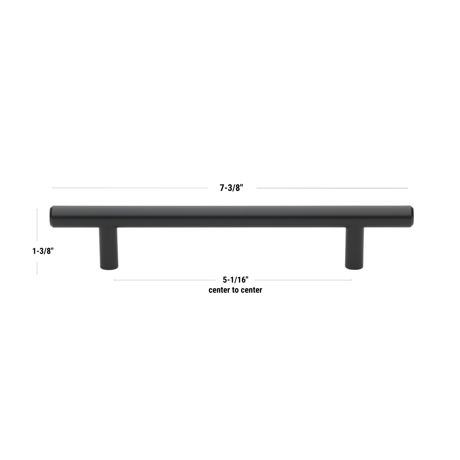 Roman Modern Bar Pull, Matte Black, 5 1/16"