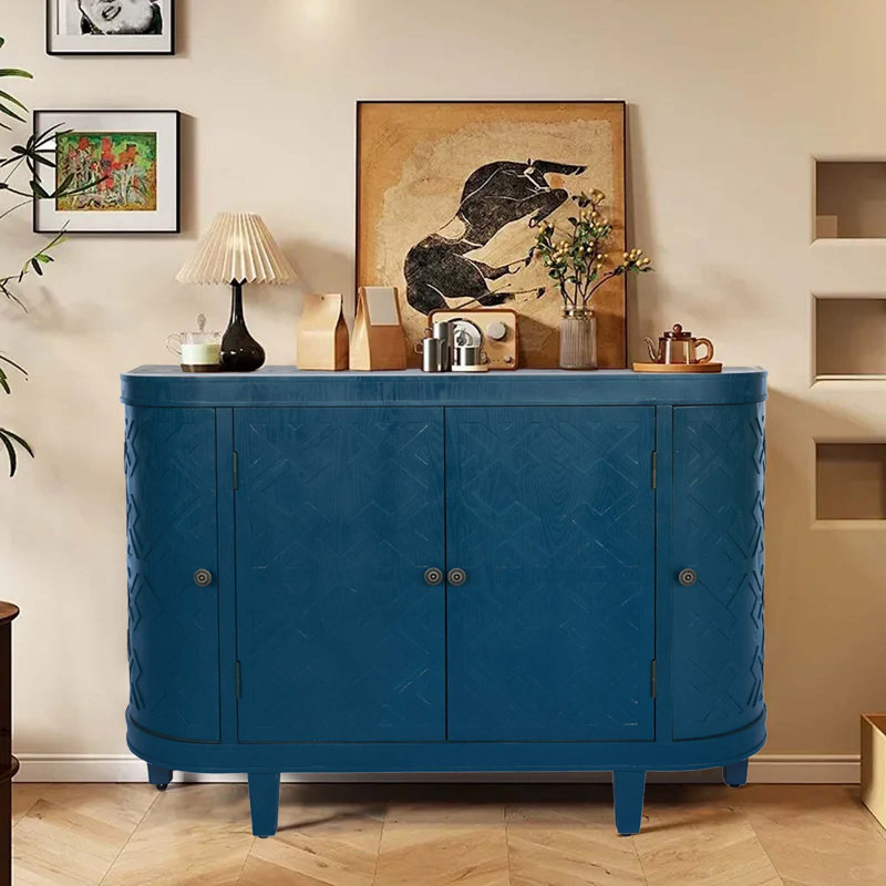 Armoire de rangement ovale 47 po avec 4 portes, buffet avec rangement