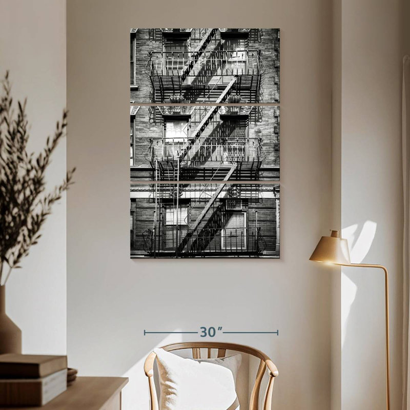 Lilie NYC Facade With Fire Escape, 65" H x 42" W