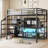 Full Size Metal Loft Bed With TV Stand, Metal Loft Bed With Staircase And Wardrobe, Kids Full Size Loft Bed, Black (Expect Arrival Date 2025/3/22)-584012069