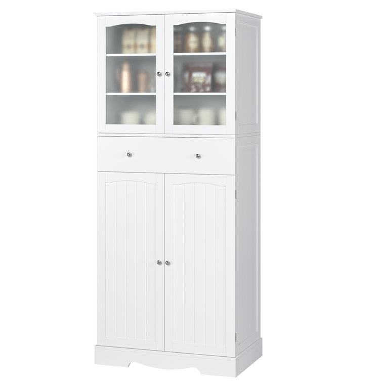 AVZEAR Kitchen Pantry Cabinet, Glass Door Cupboard 69.7