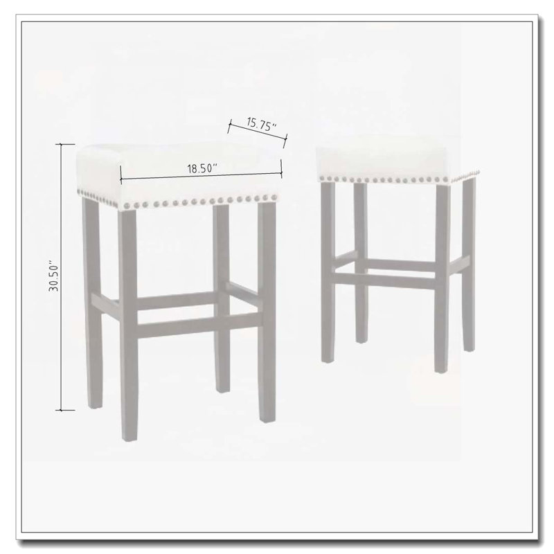 Tabouret de bar 30 po en cuir reconstitué sans dossier, Blanc