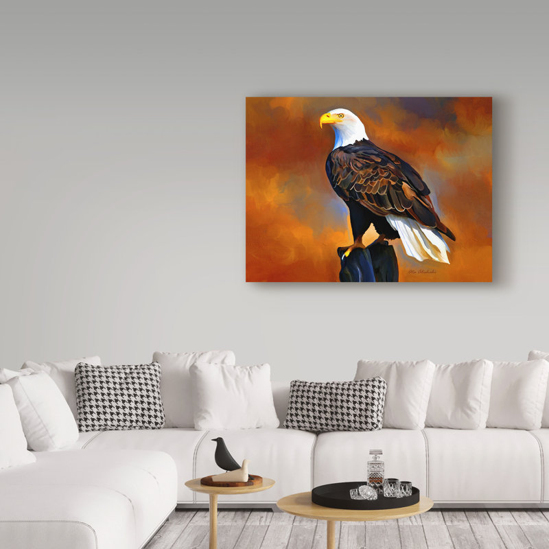 « the eagle », reproduction de peinture à l’huile sur toile tendue, H 35 po x l 47 po