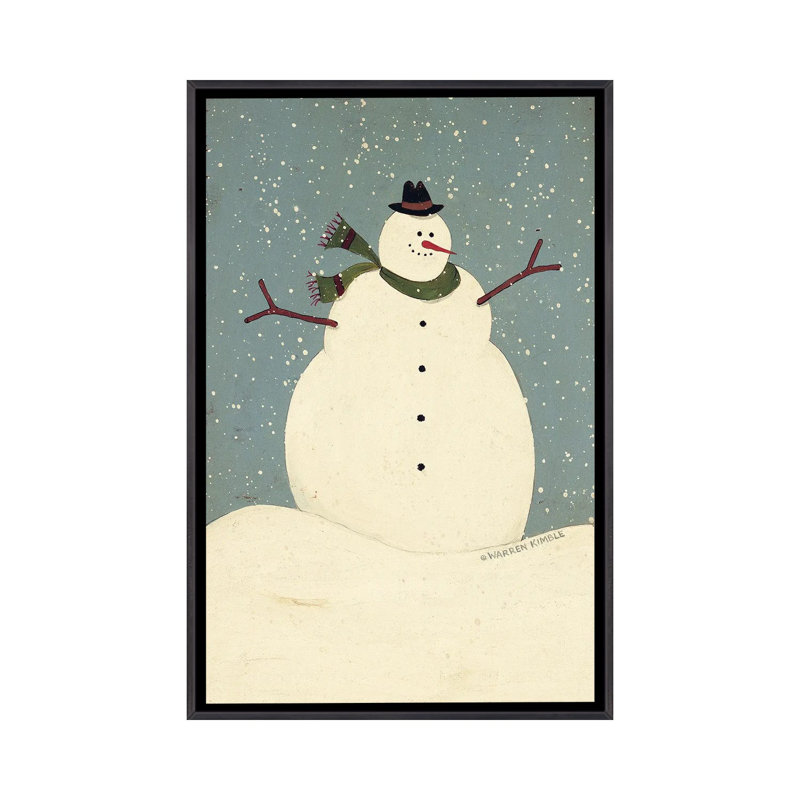 Bonhomme de neige - reproduction d'art murale - toile encadrée, H 26 po x l 18 po, Impression encadrée sans passe-partout