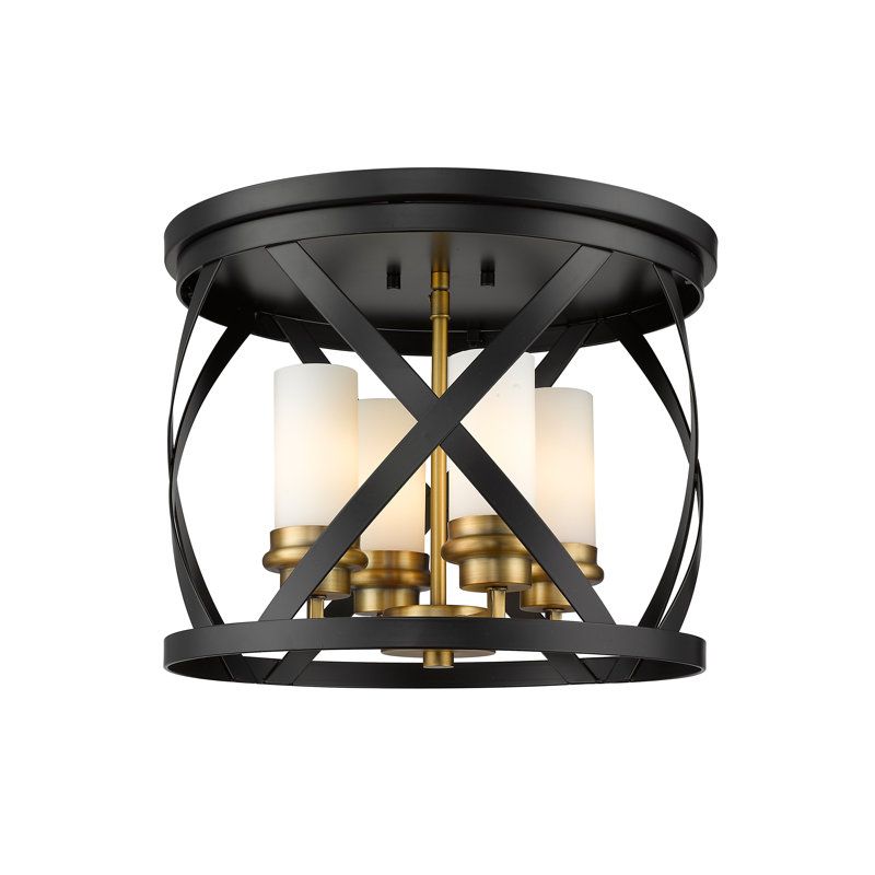 Bedias Glass Flush Mount, Olde Brass