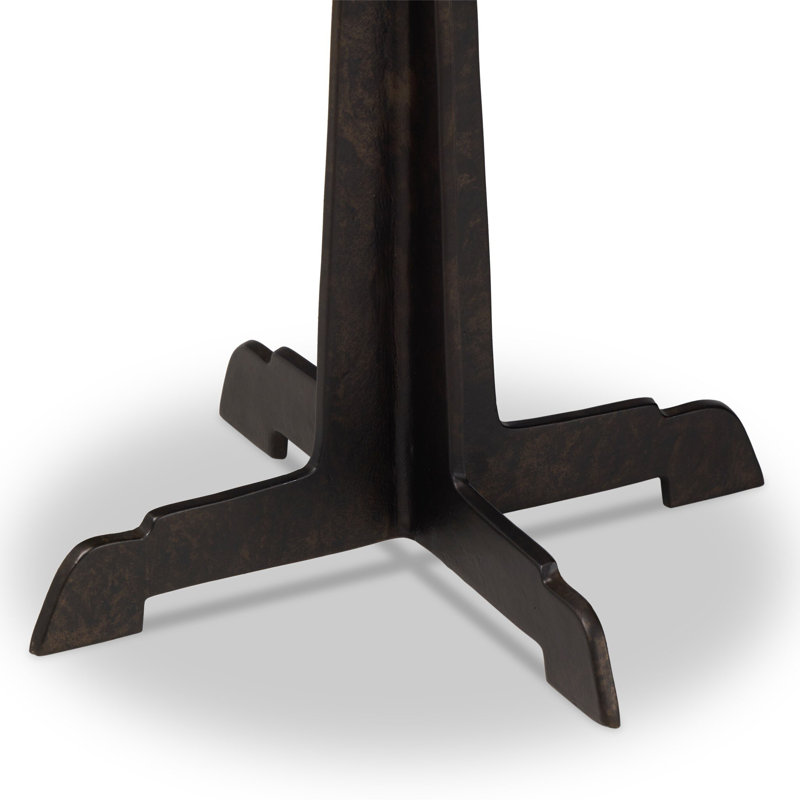 Malloy Outdoor Round Side Table, Distressed Bronze