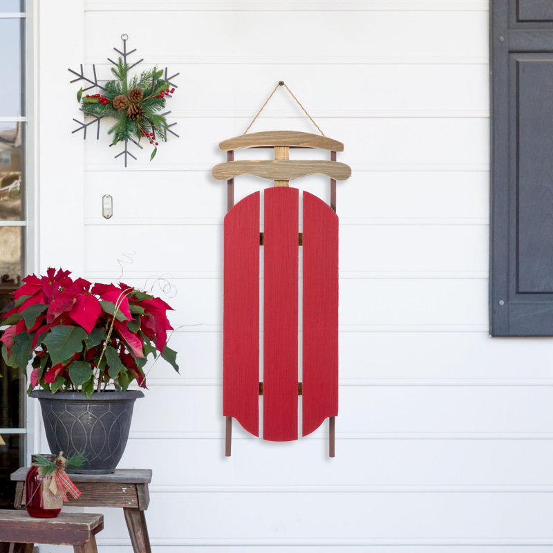 Décoration de véranda de Noël en bois 34,25 "H, Rouge