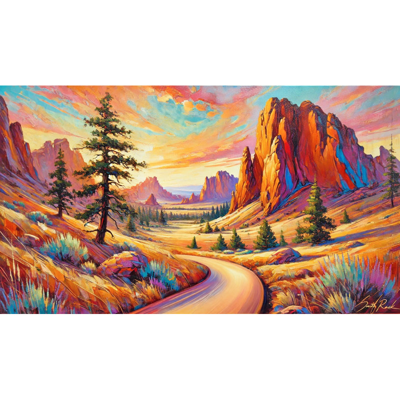 «Golden Road to Western Bliss», art mural sur toile tendue, H 20 po x l 36 po